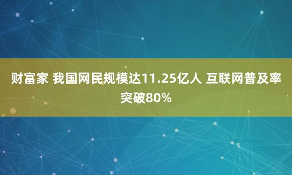 财富家 我国网民规模达11.25亿人 互联网普及率突破80%